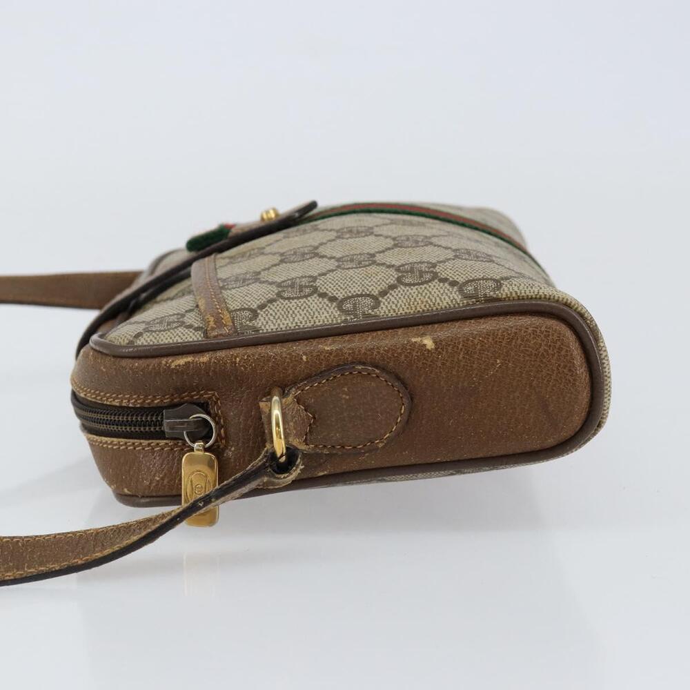 GUCCI GG Supreme Web Sherry Line Bag PVC Beige Gold 116 02 055 Auth 155594 - Picture 4 of 16